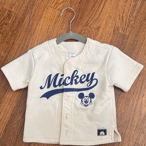 18-24 Baby Mickey Baseball-Style Tee in Cream and Navy